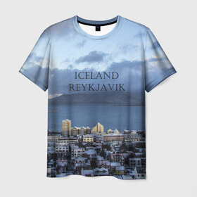 Мужская футболка 3D с принтом Исландия Рейкявик в Кировске, 100% полиэфир | прямой крой, круглый вырез горловины, длина до линии бедер | 
