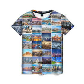 Женская футболка 3D с принтом Туризм (10х10) в Кировске, 100% полиэфир ( синтетическое хлопкоподобное полотно) | прямой крой, круглый вырез горловины, длина до линии бедер | азия | берлин | вегас | венеция | воспоминания | города | достопримечательности | европа | египет | калифорния | каникулы | лондон | милан | москва | ностальгия | нью йорк | отдых | отпуск | память