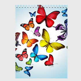 Скетчбук с принтом Butterflies в Кировске, 100% бумага
 | 48 листов, плотность листов — 100 г/м2, плотность картонной обложки — 250 г/м2. Листы скреплены сверху удобной пружинной спиралью | бабочки | белый | картинка | лето | природа | рисунок | розовый | цвета