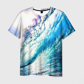 Мужская футболка 3D с принтом Волна в Кировске, 100% полиэфир | прямой крой, круглый вырез горловины, длина до линии бедер | брызги | вода | волны | море | океан | природа
