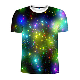 Мужская футболка 3D спортивная с принтом Звёзды в Кировске, 100% полиэстер с улучшенными характеристиками | приталенный силуэт, круглая горловина, широкие плечи, сужается к линии бедра | вселенная | галактика | звезды