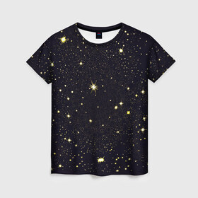 Женская футболка 3D с принтом Stars в Кировске, 100% полиэфир ( синтетическое хлопкоподобное полотно) | прямой крой, круглый вырез горловины, длина до линии бедер | вселенная | галактика | звезды