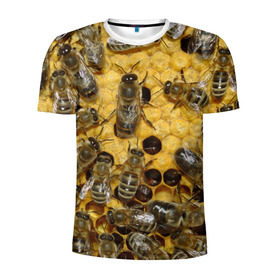 Мужская футболка 3D спортивная с принтом Пчела в Кировске, 100% полиэстер с улучшенными характеристиками | приталенный силуэт, круглая горловина, широкие плечи, сужается к линии бедра | лето | мед | насекомые | оса | природа | пчелы | шмель