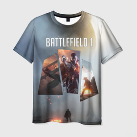 Мужская футболка 3D с принтом Battlefield 1 в Кировске, 100% полиэфир | прямой крой, круглый вырез горловины, длина до линии бедер | Тематика изображения на принте: battlefield | батла | батлфилд