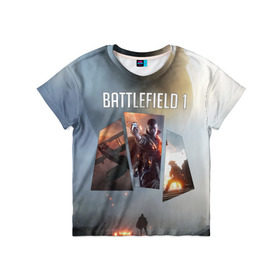 Детская футболка 3D с принтом Battlefield 1 в Кировске, 100% гипоаллергенный полиэфир | прямой крой, круглый вырез горловины, длина до линии бедер, чуть спущенное плечо, ткань немного тянется | battlefield | батла | батлфилд