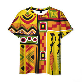 Мужская футболка 3D с принтом Африка в Кировске, 100% полиэфир | прямой крой, круглый вырез горловины, длина до линии бедер | орнамент | этнический | этно | яркий