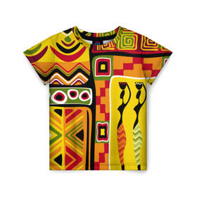 Детская футболка 3D с принтом Африка в Кировске, 100% гипоаллергенный полиэфир | прямой крой, круглый вырез горловины, длина до линии бедер, чуть спущенное плечо, ткань немного тянется | орнамент | этнический | этно | яркий