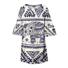 Детское платье 3D с принтом Африка в Кировске, 100% полиэстер | прямой силуэт, чуть расширенный к низу. Круглая горловина, на рукавах — воланы | орнамент | слон | этно