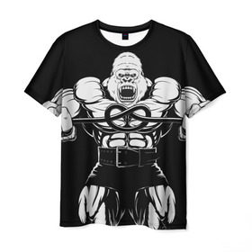 Мужская футболка 3D с принтом Strongman в Кировске, 100% полиэфир | прямой крой, круглый вырез горловины, длина до линии бедер | bodybuilding | gym | house | know | power | бодибилдинг | горилла | культуризм | сила | спорт | фитнес