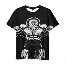 Мужская футболка 3D с принтом Strongman в Кировске, 100% полиэфир | прямой крой, круглый вырез горловины, длина до линии бедер | bodybuilding | gym | house | know | power | бодибилдинг | культуризм | лев | сила | спорт | фитнес