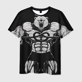Мужская футболка 3D с принтом Strongman в Кировске, 100% полиэфир | прямой крой, круглый вырез горловины, длина до линии бедер | bodybuilding | gym | house | know | power | бодибилдинг | культуризм | медведь | сила | спорт | фитнес