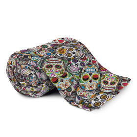 Плед 3D с принтом Мексиканские черепа в Кировске, 100% полиэстер | закругленные углы, все края обработаны. Ткань не мнется и не растягивается | Тематика изображения на принте: calavera | sugar skull | день мертвых | мексика | традиция | узоры | цветы