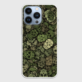 Чехол для iPhone 13 Pro с принтом Камуфляж (Мексиканские черепа) в Кировске,  |  | sugar skull | мексика | паттерн | сахарный череп | скелет