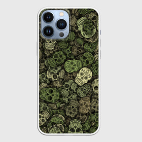 Чехол для iPhone 13 Pro Max с принтом Камуфляж (Мексиканские черепа) в Кировске,  |  | sugar skull | мексика | паттерн | сахарный череп | скелет