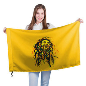 Флаг 3D с принтом Боб Марли в Кировске, 100% полиэстер | плотность ткани — 95 г/м2, размер — 67 х 109 см. Принт наносится с одной стороны | bob | marley | боб | марли