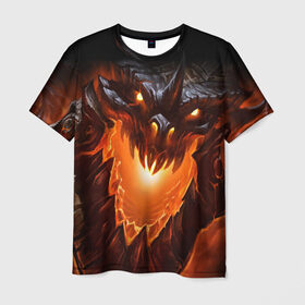 Мужская футболка 3D с принтом Огнедышащий дракон в Кировске, 100% полиэфир | прямой крой, круглый вырез горловины, длина до линии бедер | дракон | змей | монстр | огонь | пасть | пламя | прикольные картинки
