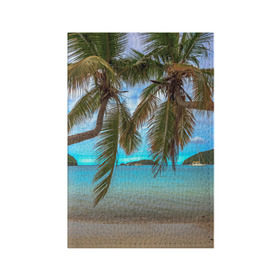 Обложка для паспорта матовая кожа с принтом Пальма в Кировске, натуральная матовая кожа | размер 19,3 х 13,7 см; прозрачные пластиковые крепления | море | отдых | отпуск | пальмы | пляж | солнце | туризм
