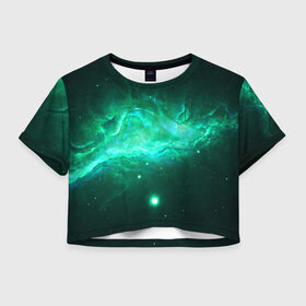 Женская футболка 3D укороченная с принтом Вселенная в Кировске, 100% полиэстер | круглая горловина, длина футболки до линии талии, рукава с отворотами | 3д | вселенная | гравитация | звезда | космос | новая