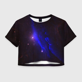 Женская футболка 3D укороченная с принтом Вселенная в Кировске, 100% полиэстер | круглая горловина, длина футболки до линии талии, рукава с отворотами | 3д | вселенная | гравитация | звезда | космос | новая
