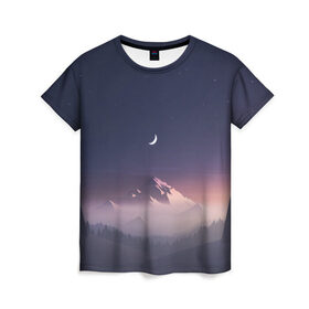 Женская футболка 3D с принтом Ночное небо в Кировске, 100% полиэфир ( синтетическое хлопкоподобное полотно) | прямой крой, круглый вырез горловины, длина до линии бедер | mountains | sky | space | астрономия | горы | космос | небо | ночное небо