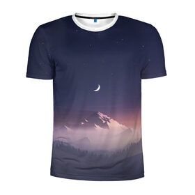 Мужская футболка 3D спортивная с принтом Ночное небо в Кировске, 100% полиэстер с улучшенными характеристиками | приталенный силуэт, круглая горловина, широкие плечи, сужается к линии бедра | Тематика изображения на принте: mountains | sky | space | астрономия | горы | космос | небо | ночное небо