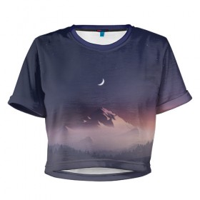 Женская футболка 3D укороченная с принтом Ночное небо в Кировске, 100% полиэстер | круглая горловина, длина футболки до линии талии, рукава с отворотами | mountains | sky | space | астрономия | горы | космос | небо | ночное небо