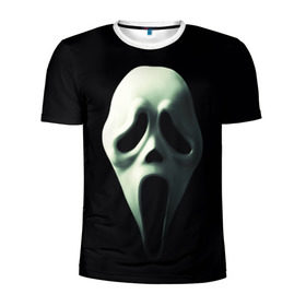 Мужская футболка 3D спортивная с принтом Крик в Кировске, 100% полиэстер с улучшенными характеристиками | приталенный силуэт, круглая горловина, широкие плечи, сужается к линии бедра | scream | крик | маска | ужастик | ужасы