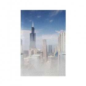 Обложка для паспорта матовая кожа с принтом Chicago в Кировске, натуральная матовая кожа | размер 19,3 х 13,7 см; прозрачные пластиковые крепления | 