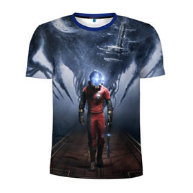 Мужская футболка 3D спортивная с принтом Prey в Кировске, 100% полиэстер с улучшенными характеристиками | приталенный силуэт, круглая горловина, широкие плечи, сужается к линии бедра | prey | игра | космос