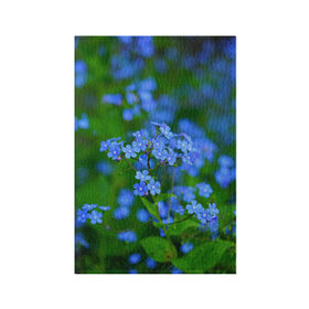 Обложка для паспорта матовая кожа с принтом синие цветочки в Кировске, натуральная матовая кожа | размер 19,3 х 13,7 см; прозрачные пластиковые крепления | 