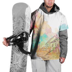Накидка на куртку 3D с принтом акварельный город в Кировске, 100% полиэстер |  | sity | акварель | венеция | вода | город | графика | европа | живопись | лето | лодки | мост | принт | свет