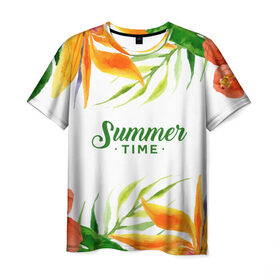 Мужская футболка 3D с принтом summer в Кировске, 100% полиэфир | прямой крой, круглый вырез горловины, длина до линии бедер | 