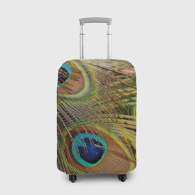 Чехол для чемодана 3D с принтом перо павлина в Кировске, 86% полиэфир, 14% спандекс | двустороннее нанесение принта, прорези для ручек и колес | Тематика изображения на принте: павлин | перо | перышки | птица