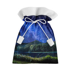 Подарочный 3D мешок с принтом Ночная природа в Кировске, 100% полиэстер | Размер: 29*39 см | Тематика изображения на принте: горы | звезды | небо | озеро | природа