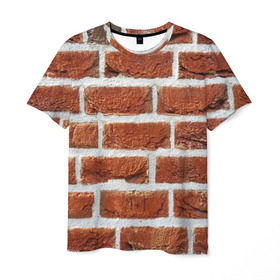 Мужская футболка 3D с принтом старая кирпичная стена в Кировске, 100% полиэфир | прямой крой, круглый вырез горловины, длина до линии бедер | камни | кирпич | постройка | стена | стройка | цемент