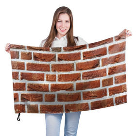 Флаг 3D с принтом старая кирпичная стена в Кировске, 100% полиэстер | плотность ткани — 95 г/м2, размер — 67 х 109 см. Принт наносится с одной стороны | камни | кирпич | постройка | стена | стройка | цемент