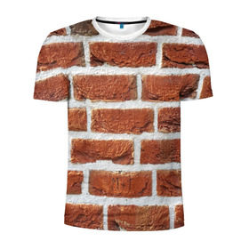 Мужская футболка 3D спортивная с принтом старая кирпичная стена в Кировске, 100% полиэстер с улучшенными характеристиками | приталенный силуэт, круглая горловина, широкие плечи, сужается к линии бедра | Тематика изображения на принте: камни | кирпич | постройка | стена | стройка | цемент