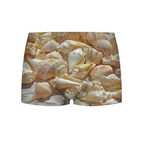 Мужские трусы 3D с принтом ракушки на песке в Кировске, 50% хлопок, 50% полиэстер | классическая посадка, на поясе мягкая тканевая резинка | лето | море | песок | пляж | ракушки