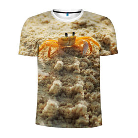 Мужская футболка 3D спортивная с принтом Краб в Кировске, 100% полиэстер с улучшенными характеристиками | приталенный силуэт, круглая горловина, широкие плечи, сужается к линии бедра | море | отпуск | песок | пляж | солнце | туризм