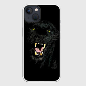 Чехол для iPhone 13 с принтом Чёрная пантера в Кировске,  |  | кошка | оскал | пантера | прикольные картинки