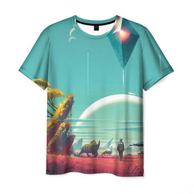 Мужская футболка 3D с принтом No Man`s Sky в Кировске, 100% полиэфир | прямой крой, круглый вырез горловины, длина до линии бедер | 