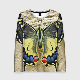 Женский лонгслив 3D с принтом бабочка в Кировске, 100% полиэстер | длинные рукава, круглый вырез горловины, полуприлегающий силуэт | бабочка | мотылек | насекомые