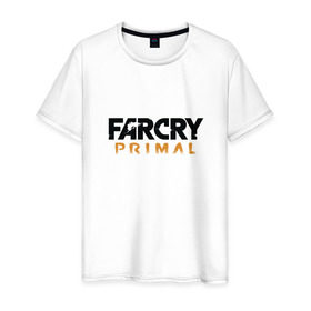 Мужская футболка хлопок с принтом Far cry primal logo в Кировске, 100% хлопок | прямой крой, круглый вырез горловины, длина до линии бедер, слегка спущенное плечо. | Тематика изображения на принте: 