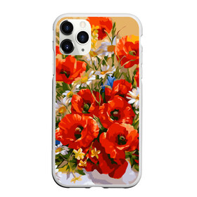 Чехол для iPhone 11 Pro Max матовый с принтом Маки в Кировске, Силикон |  | art | daisy | drawing | field | flowers | poppies | poppy | red | white | арт | белые | красные | мак | маки | полевые | рисунок | ромашки | цветы