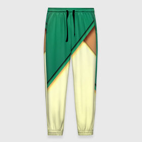 Мужские брюки 3D с принтом Material color в Кировске, 100% полиэстер | манжеты по низу, эластичный пояс регулируется шнурком, по бокам два кармана без застежек, внутренняя часть кармана из мелкой сетки | желтый | зеленый | полосы