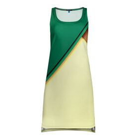 Платье-майка 3D с принтом Material color в Кировске, 100% полиэстер | полуприлегающий силуэт, широкие бретели, круглый вырез горловины, удлиненный подол сзади. | желтый | зеленый | полосы