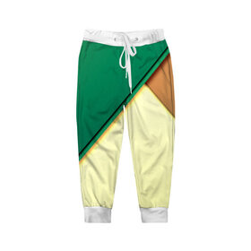Детские брюки 3D с принтом Material color в Кировске, 100% полиэстер | манжеты по низу, эластичный пояс регулируется шнурком, по бокам два кармана без застежек, внутренняя часть кармана из мелкой сетки | желтый | зеленый | полосы