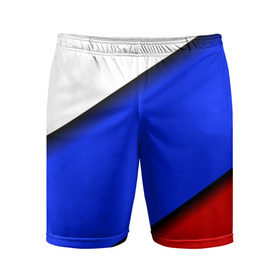 Мужские шорты 3D спортивные с принтом Российский флаг в Кировске,  |  | косой | наклонный | триколор