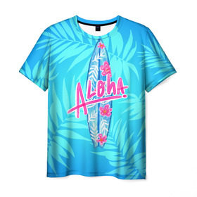 Мужская футболка 3D с принтом Aloha в Кировске, 100% полиэфир | прямой крой, круглый вырез горловины, длина до линии бедер | sea | гавайи | жара | калифорния | лето | любовь | море | океан | отдых | пальмы | пляж | серфинг | солнце
