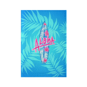 Обложка для паспорта матовая кожа с принтом Aloha в Кировске, натуральная матовая кожа | размер 19,3 х 13,7 см; прозрачные пластиковые крепления | Тематика изображения на принте: sea | гавайи | жара | калифорния | лето | любовь | море | океан | отдых | пальмы | пляж | серфинг | солнце